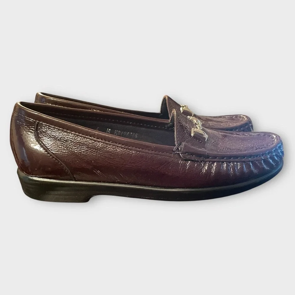 SAS Hope Loafers Orthopedic Women‎ 6M Burgundy Patent Leather Horsebit Comfort